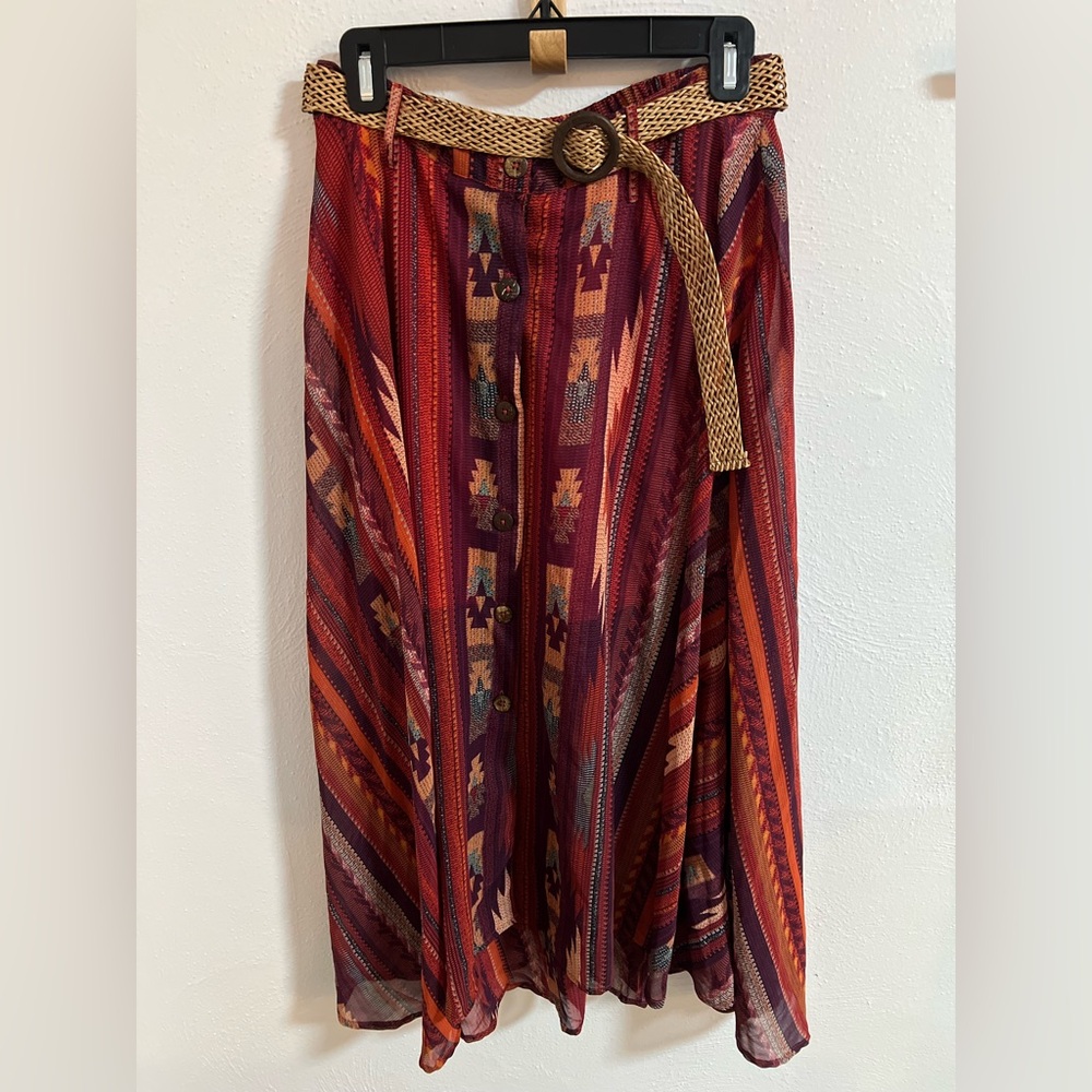 Bohemian Red Patterned Skirt MEDIUM